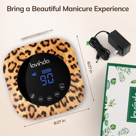 Lavinda charging display with battery icon showing cordless portability benefit