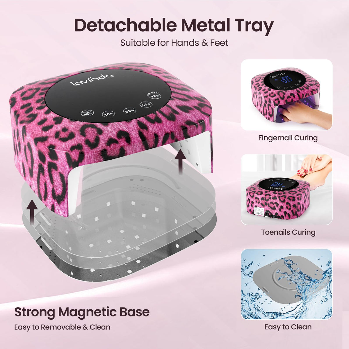 lavinda cheetah detachable metal base for easy cleaning and even light