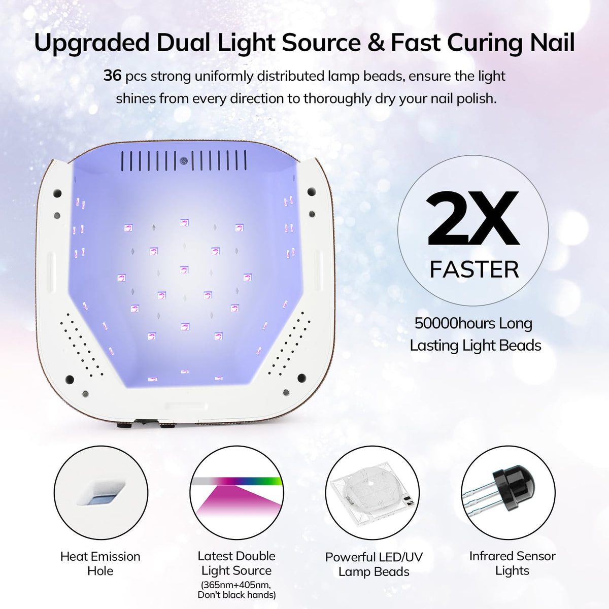 Lavinda removable magnetic base open revealing mirror finish for faster curing