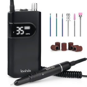 Lavinda front view of black e-file showing sleek design and portability