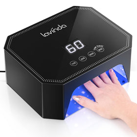 Lavinda front view compact design shows sleek black lamp and benefits fast curing