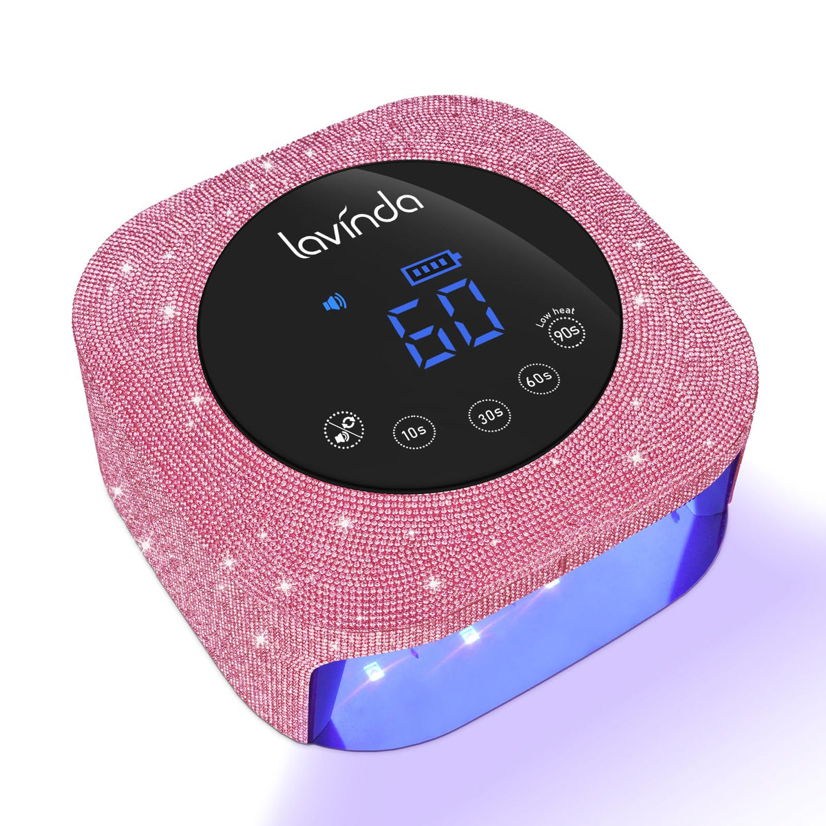 Lavinda front view of lamp showing compact design and quick curing benefit