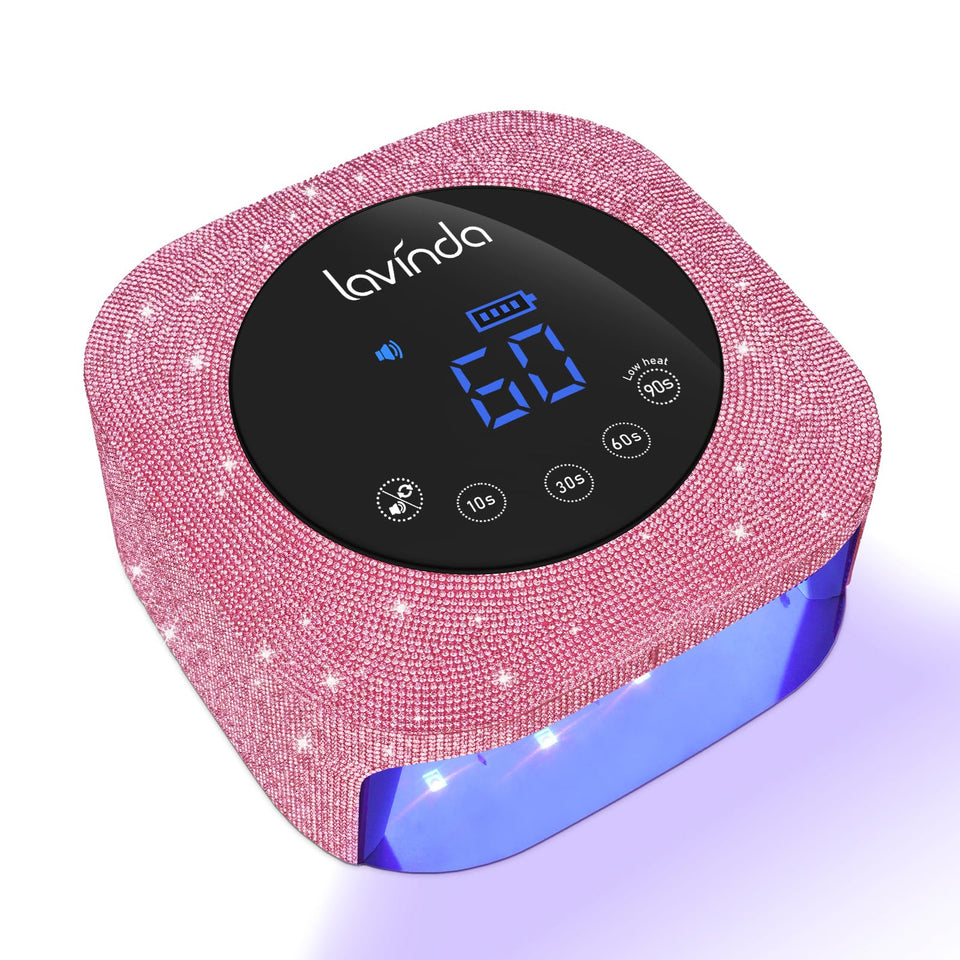 Lavinda front view of lamp showing compact design and quick curing benefit
