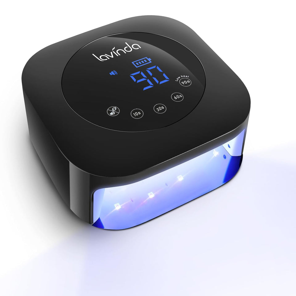 Lavinda front view of UV lamp showing wide opening and compact design for convenience