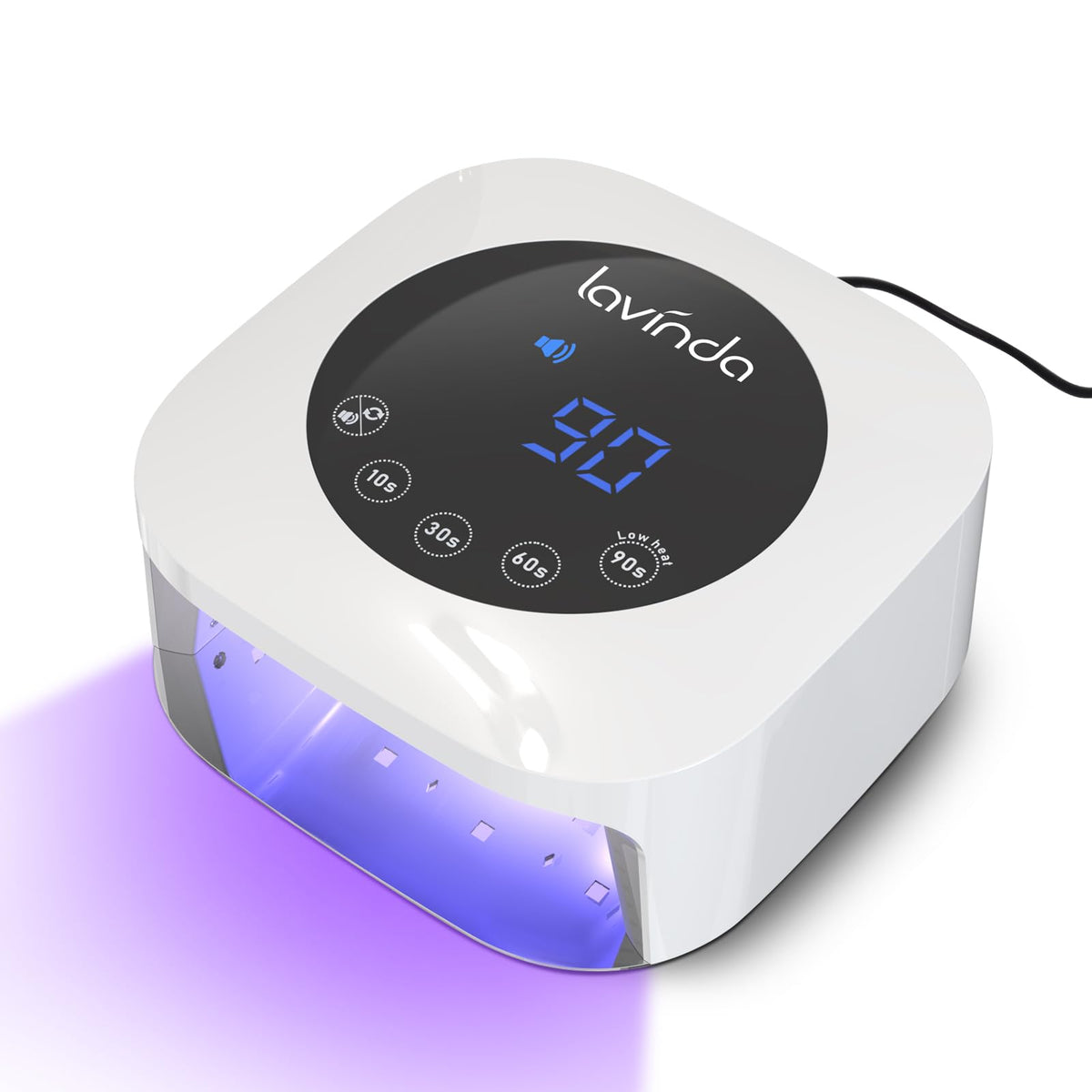Lavinda front view of plug-in nail lamp showing compact design and fast curing
