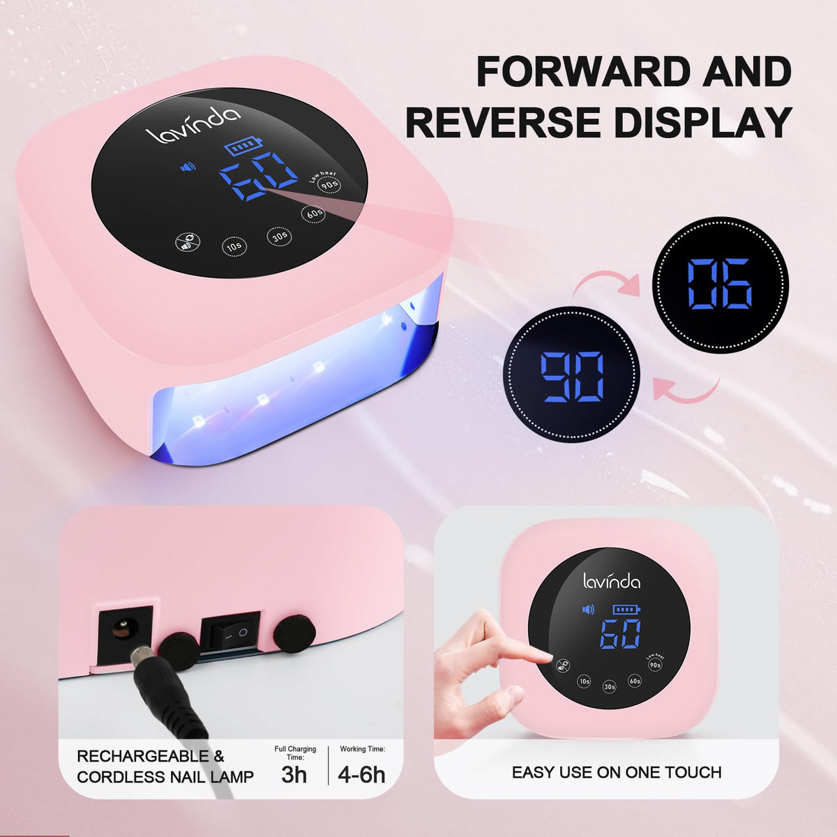 Lavinda hand inside curing action demonstrating automatic infrared sensor activation