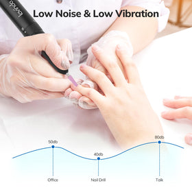 Lavinda e-file used on acrylic nails demonstrating efficient removal