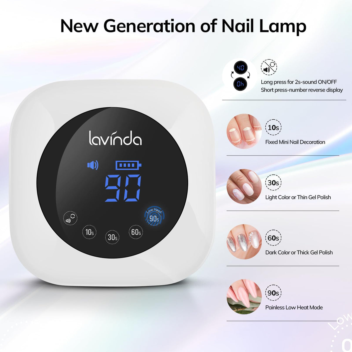Lavinda large LCD display with timers visible for easy monitoring