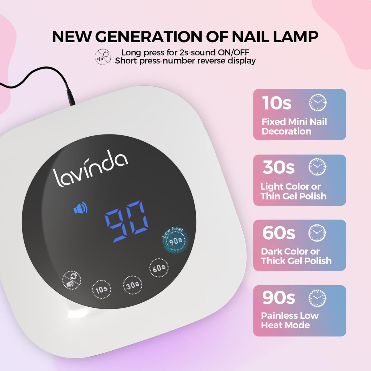 Lavinda large LCD touch display showing timer for precise control and convenience