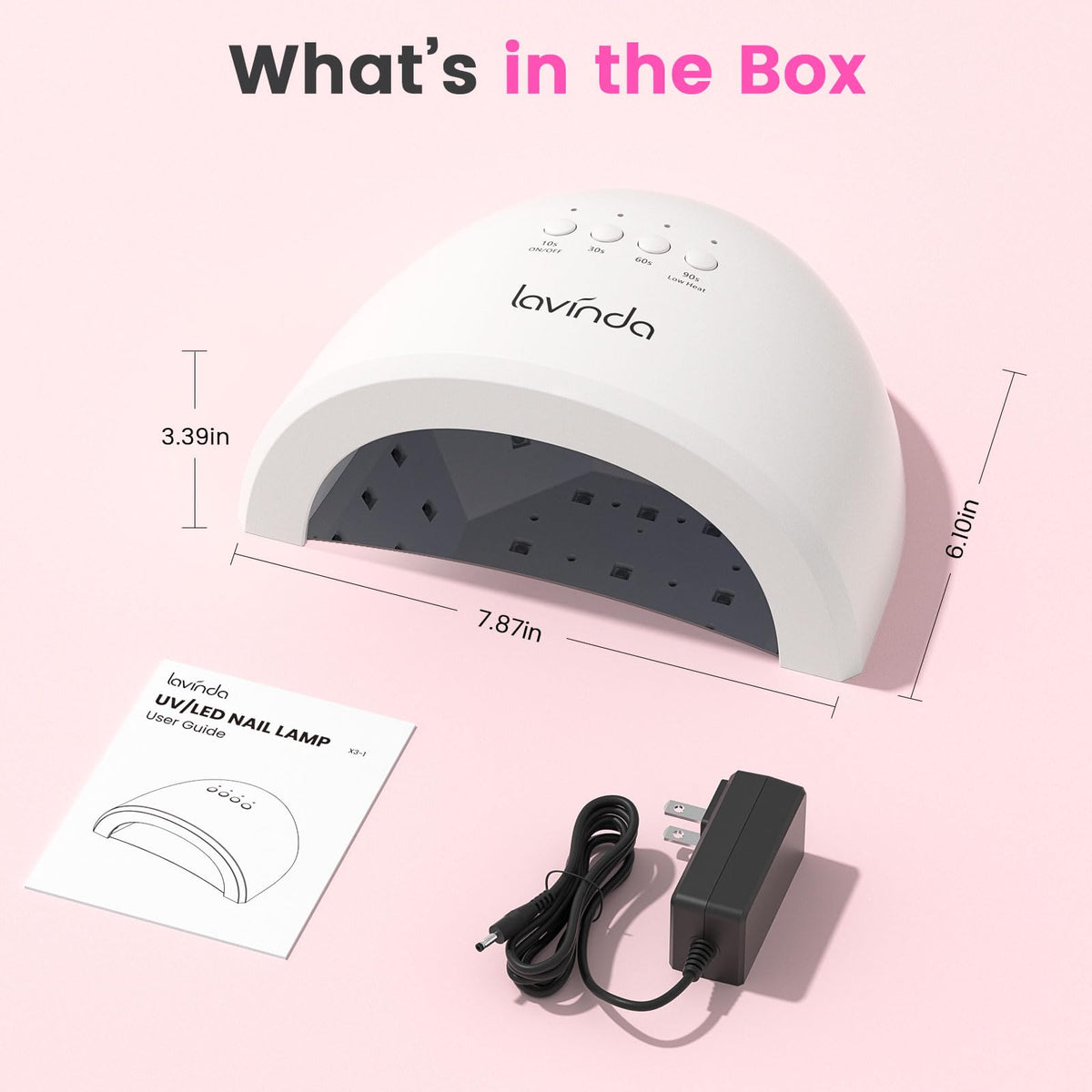Lavinda lamp in a home manicure scene for professional-looking nails