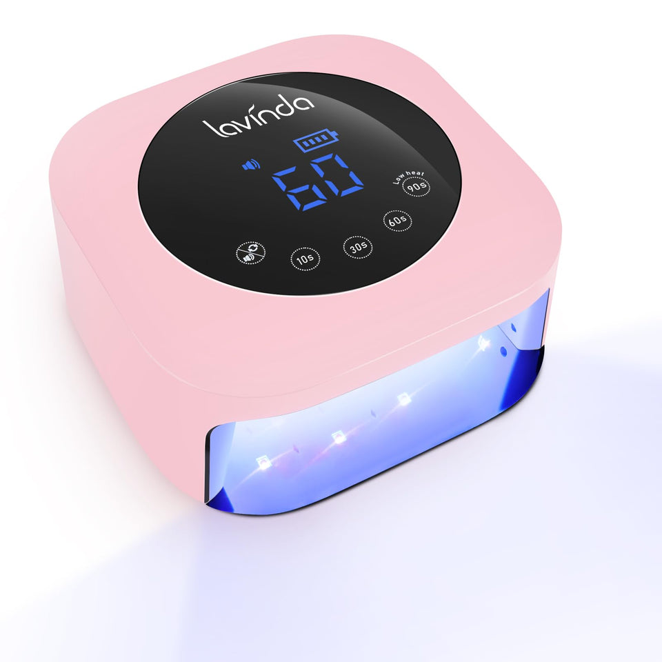 Lavinda matte macaron pink front view showing sleek compact lamp and aesthetic finish