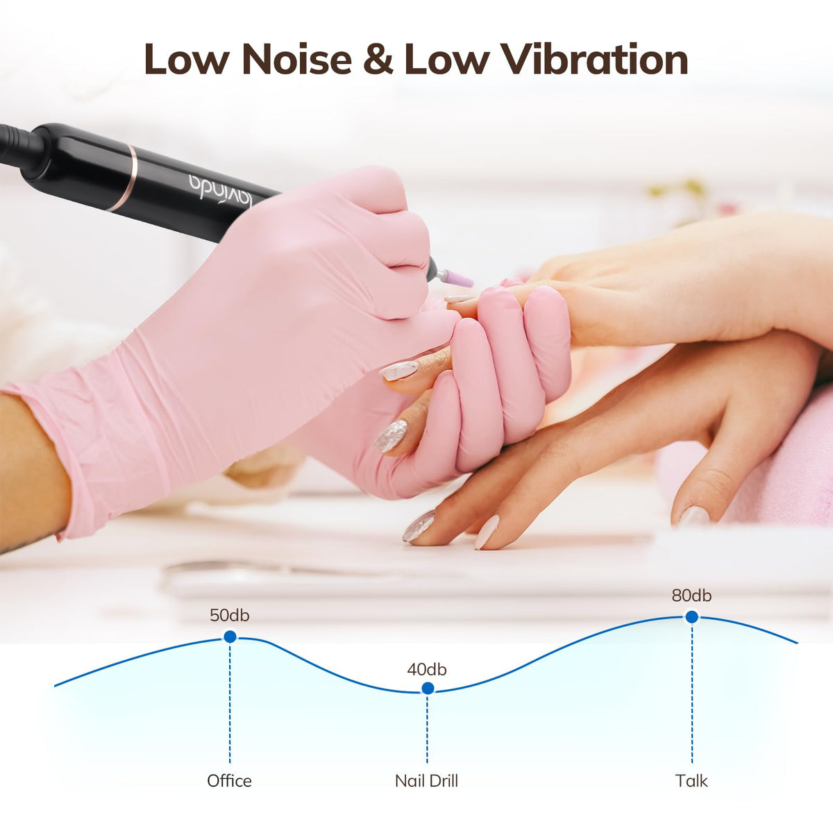 Lavinda held in hand to show size and lightweight, travel-friendly benefit
