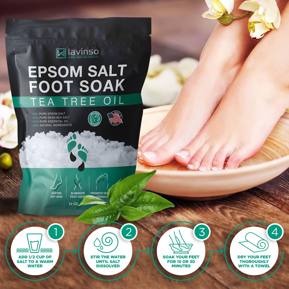 lavinso close-up of grainy Epsom salt texture highlighting quick dissolution benefit