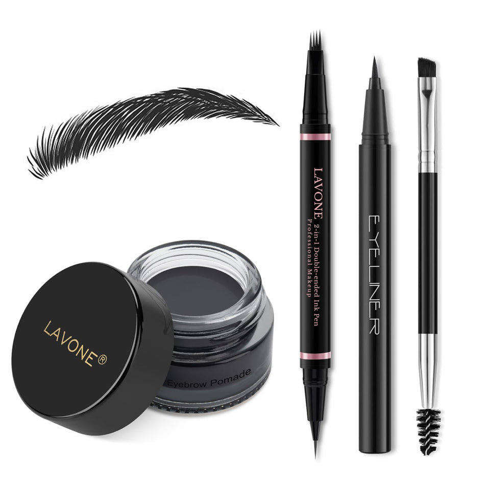 LAVONE front kit packaging showing complete eyebrow set and benefits