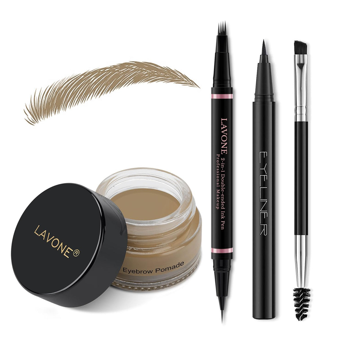 LAVONE front packaging showing full eyebrow kit and quick application benefit
