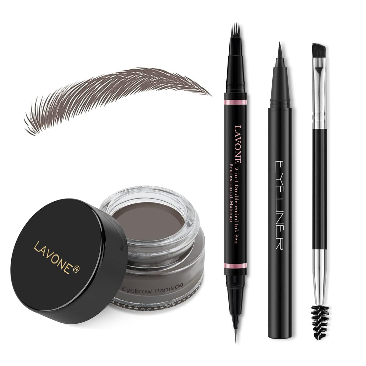 LAVONE front packaging showing complete waterproof brow kit benefits