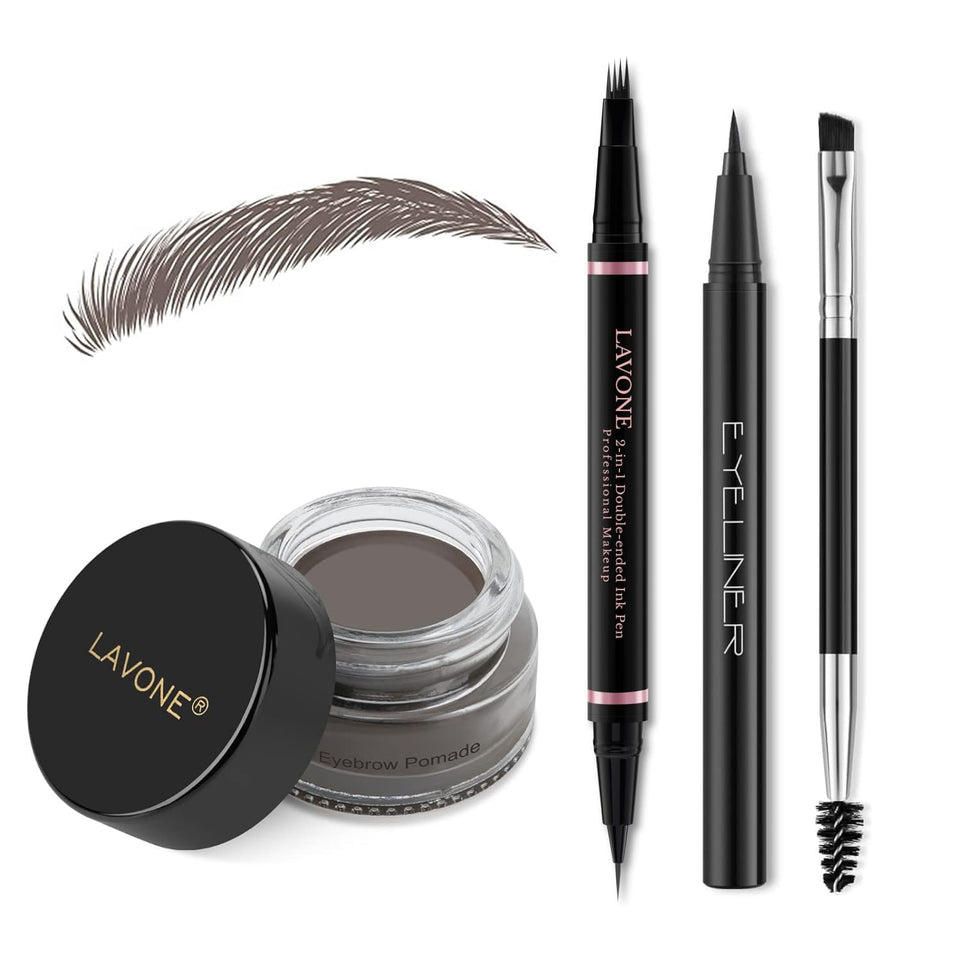 LAVONE front packaging showing complete waterproof brow kit benefits