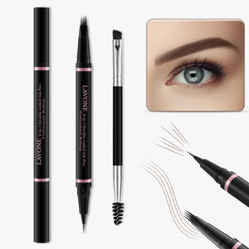 LAVONE microblade pen tip close-up creating hairlike strokes for natural brows