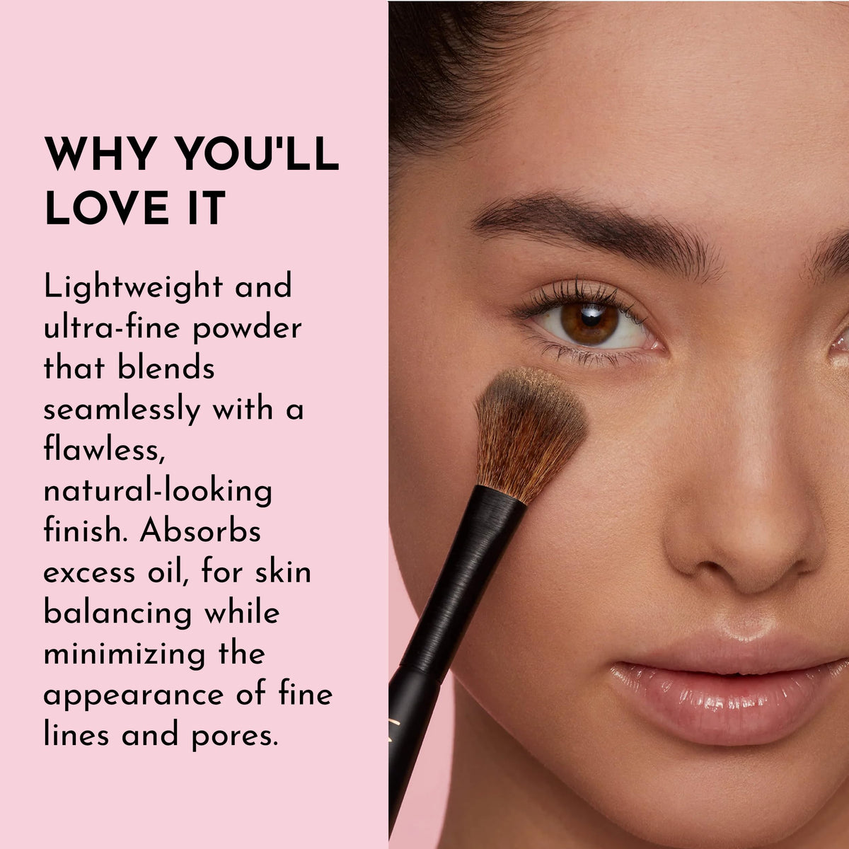 LAWLESS side-by-side before and after showing reduced pores and blurred skin benefit