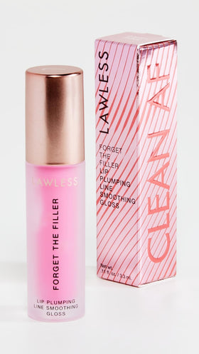 Lawless gloss on model lips showing subtle pink tint and plumping effect
