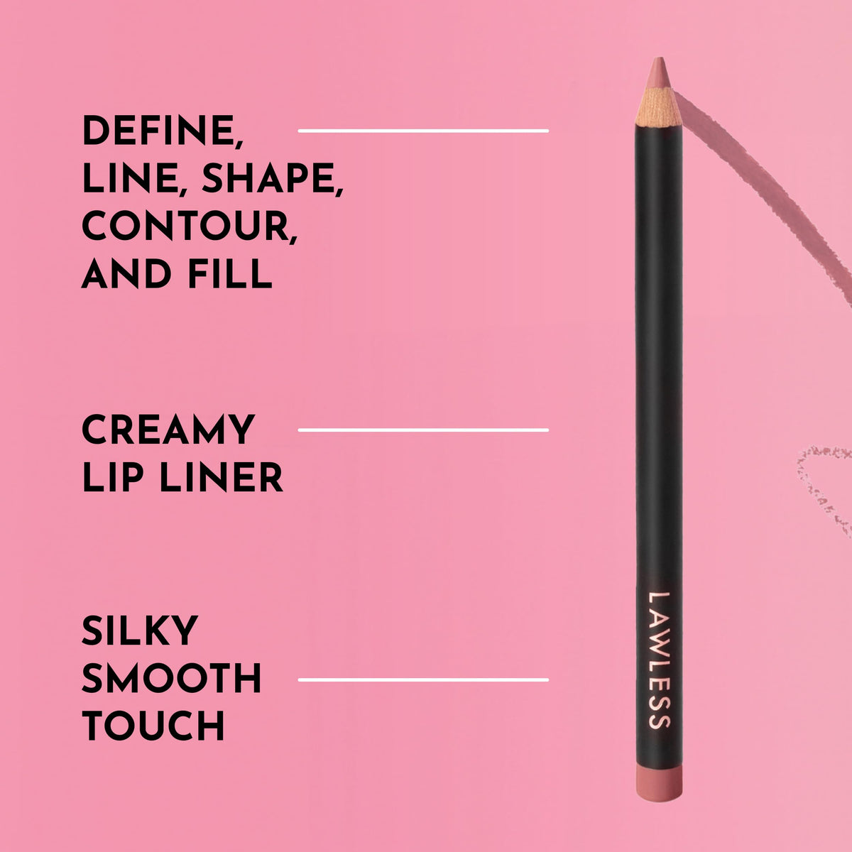 LAWLESS definer liner texture swipe on skin highlighting smooth satin finish