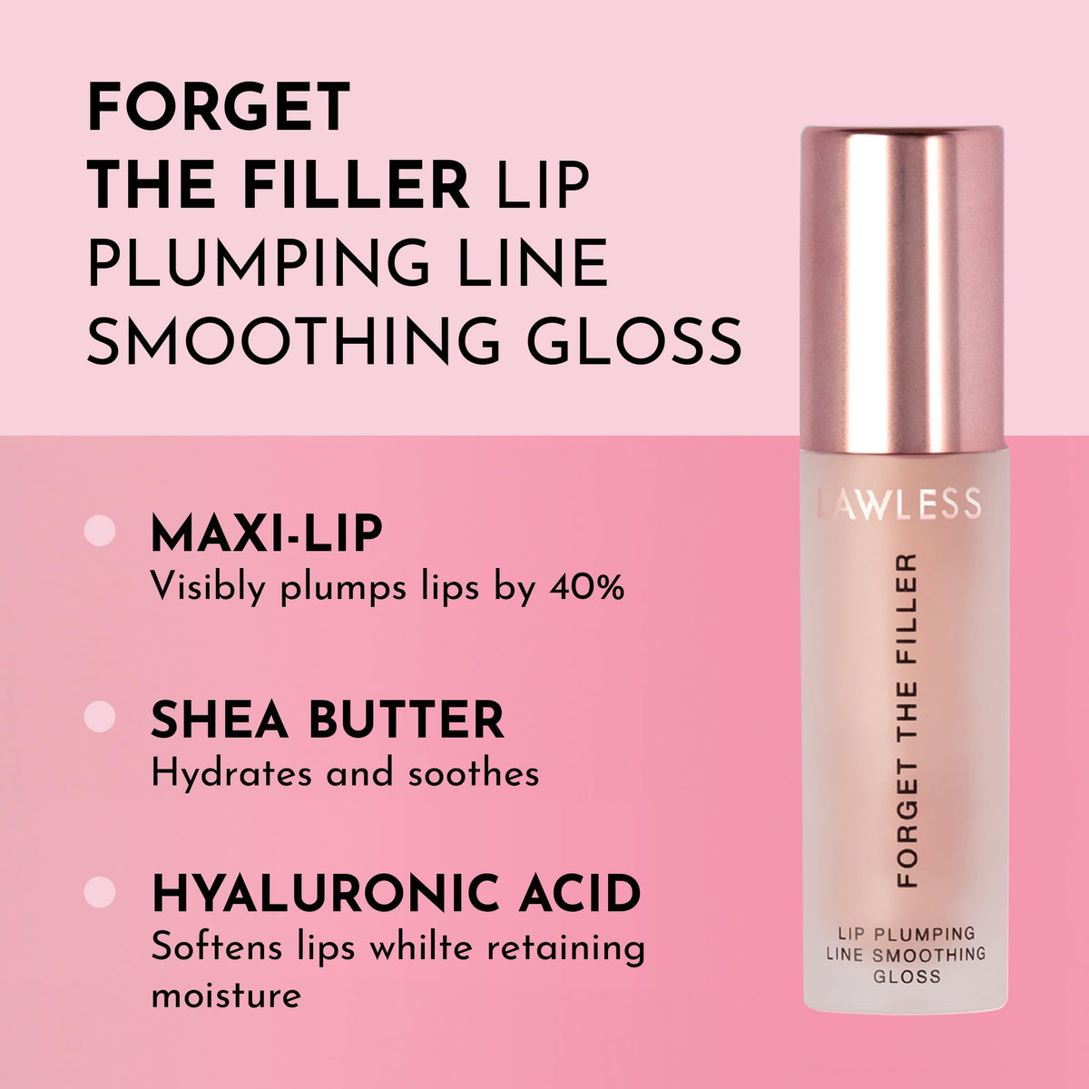 Lawless gloss applicator close-up demonstrating plush wand for even, comfortable application