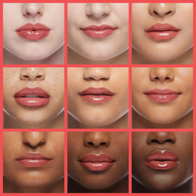 Lawless gloss lips before and after illustrating visible plumping and smoother lip lines