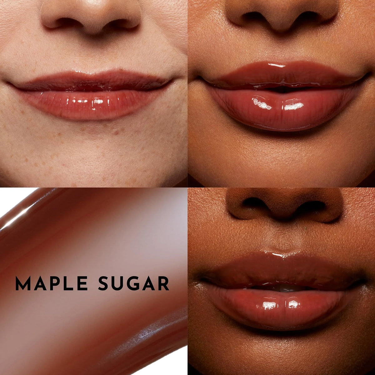 LAWLESS lifestyle wear shot of model smiling with glossy plumped lips benefit