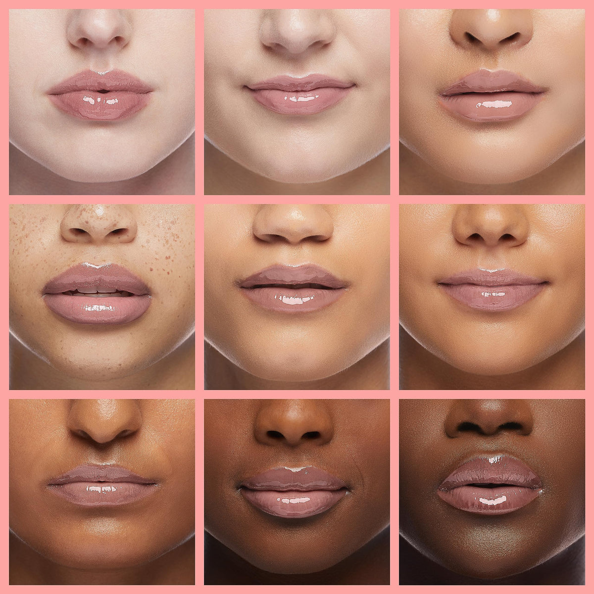 Lawless gloss worn on model outdoors showing natural shine and fuller-looking lips