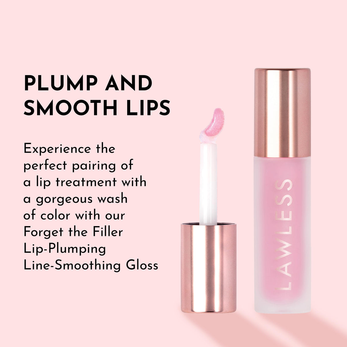 Lawless gloss layered over matte lipstick showing added shine and dimension