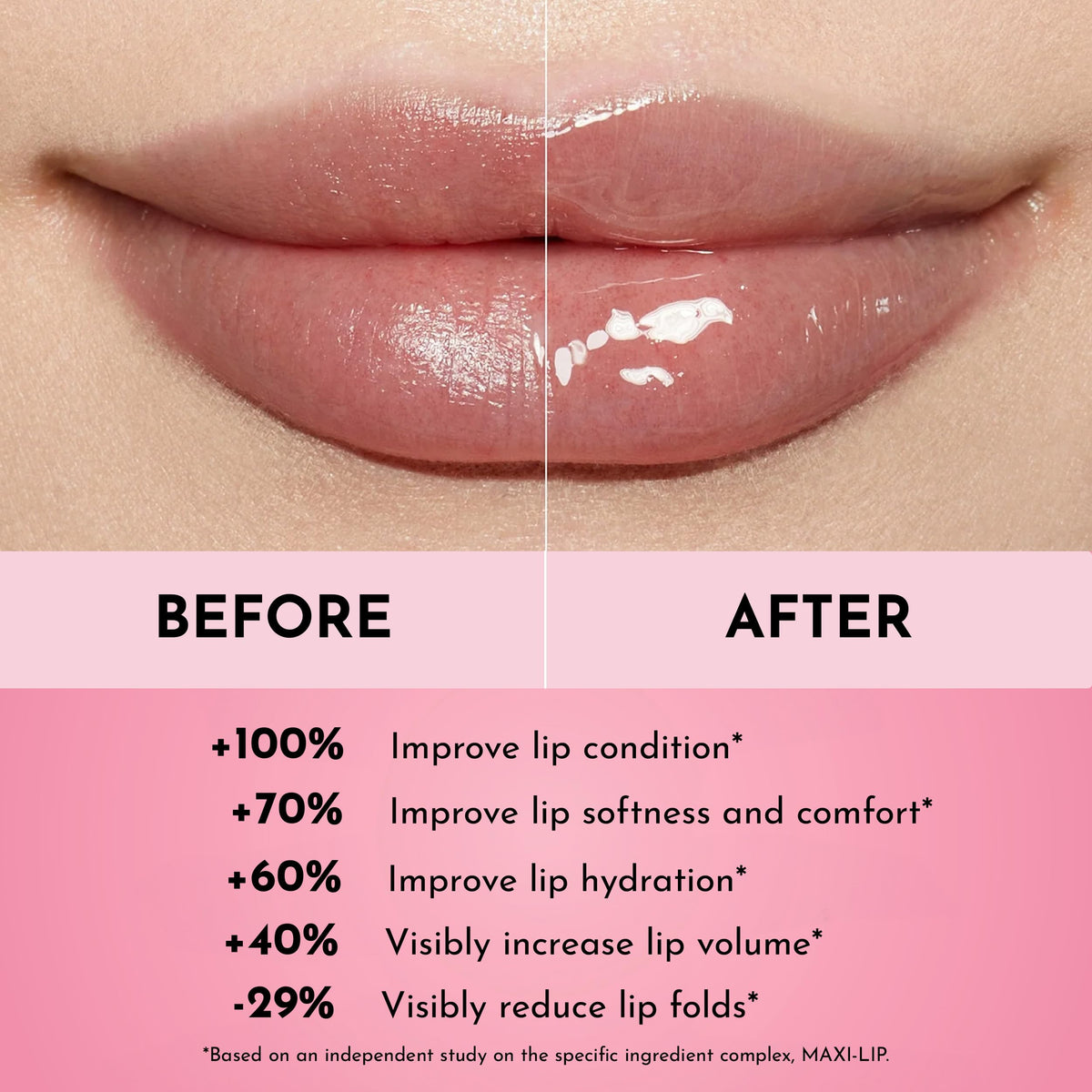 LAWLESS lip swatch rosy outlook that visibly enhances fullness benefit