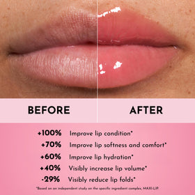 LAWLESS before and after lips close-up showing smoother fuller look