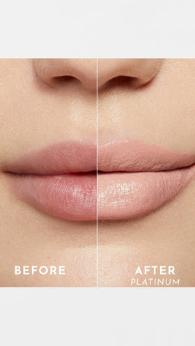 Lawless lipstick applied on lips demonstrating satin sheen and fuller-looking lips benefit