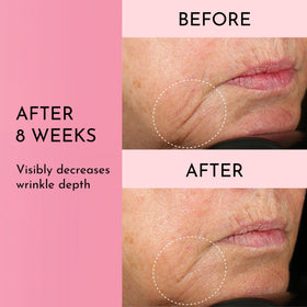 Lawless swatch before and after smoothing showing visible texture improvement benefit