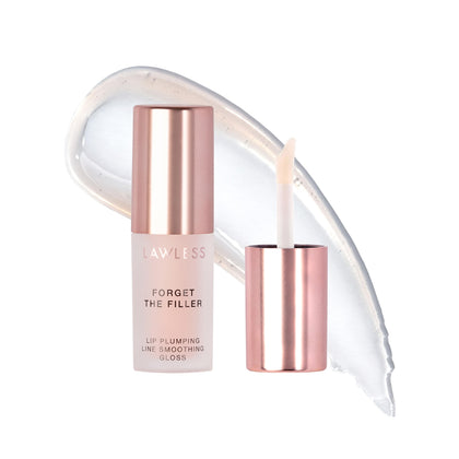 LAWLESS front packaging of mini Rosy Outlook gloss showing compact travel-friendly bottle and rosy sheen benefit