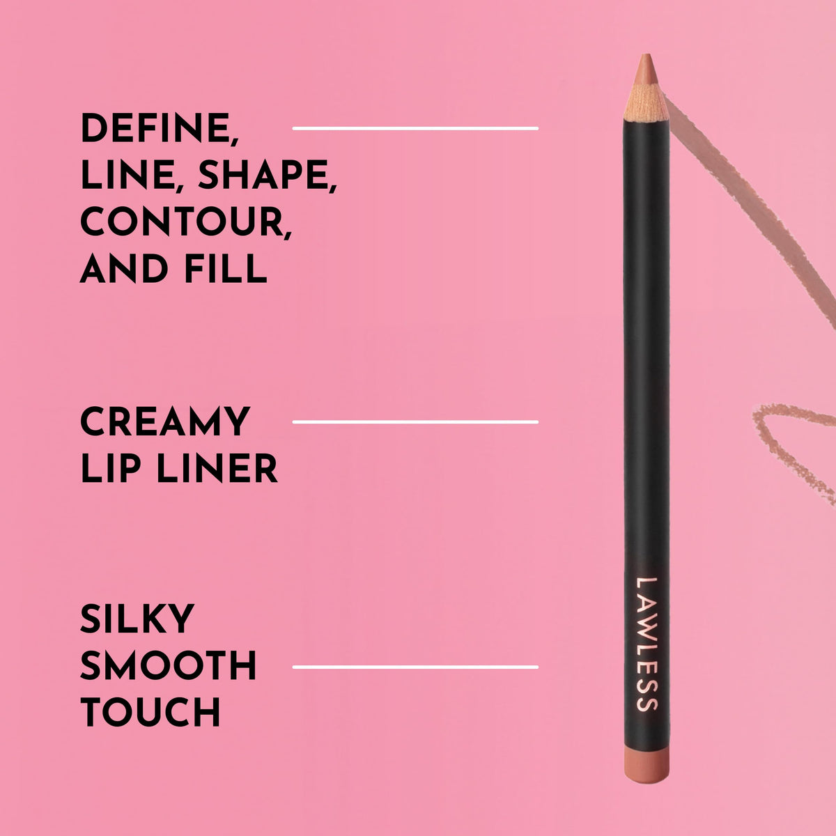LAWLESS Nude Honey texture swatch demonstrating silky glide and natural color