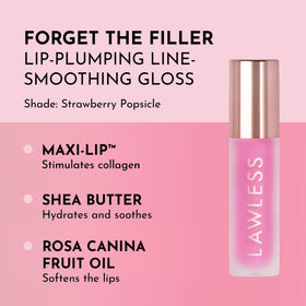 Lawless gloss open with wand visible demonstrating smooth applicator and control