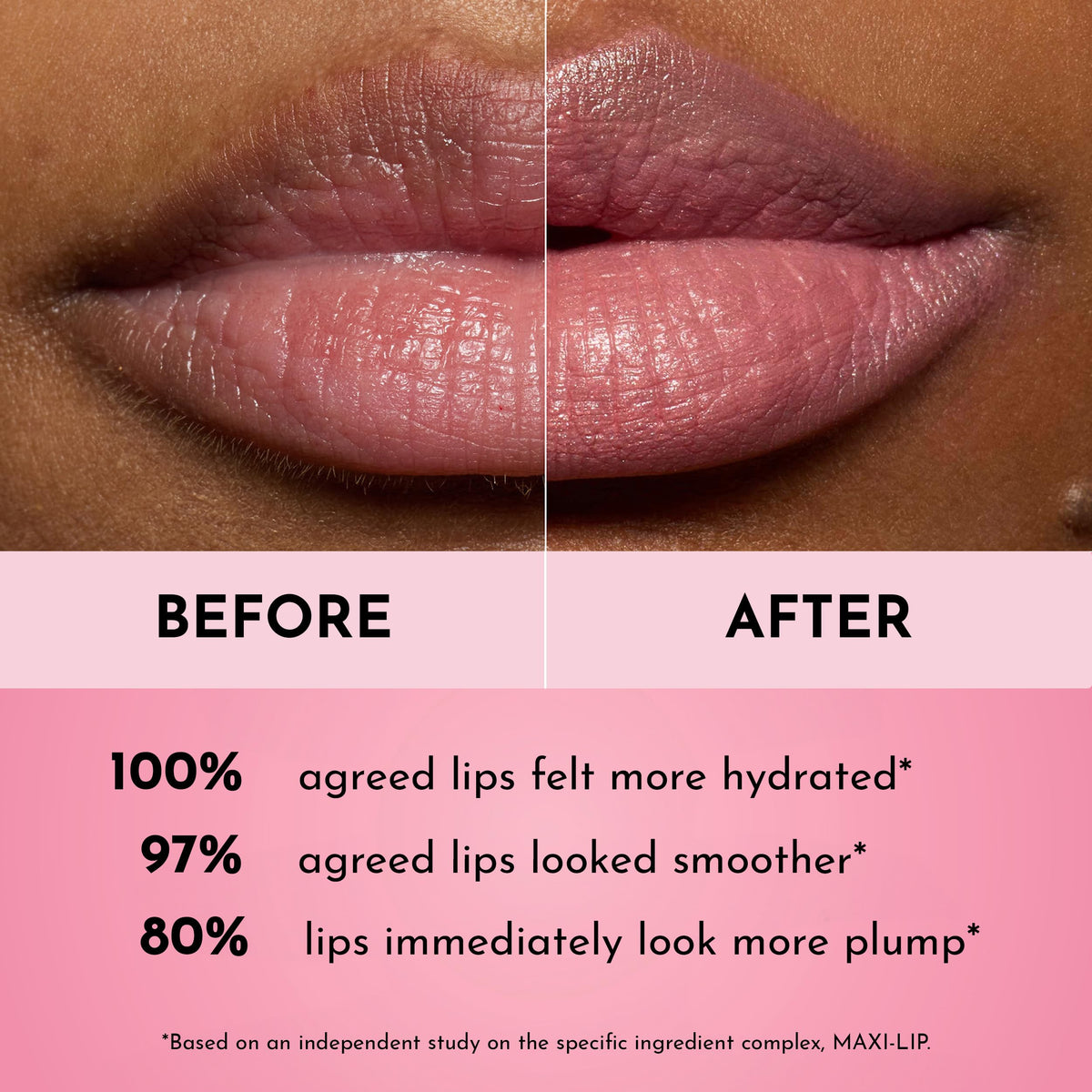 Lawless Sweetie applied on lips demonstrating plumping and tint benefit