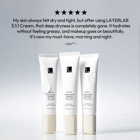 LAYERLAB cream on bedside table in nighttime routine showing calming evening use