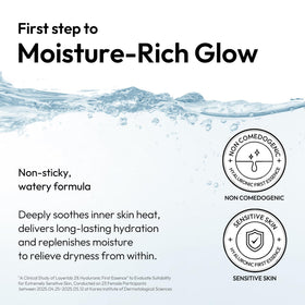 LAYERLAB essence droplets on skin demonstrating fast absorption benefit