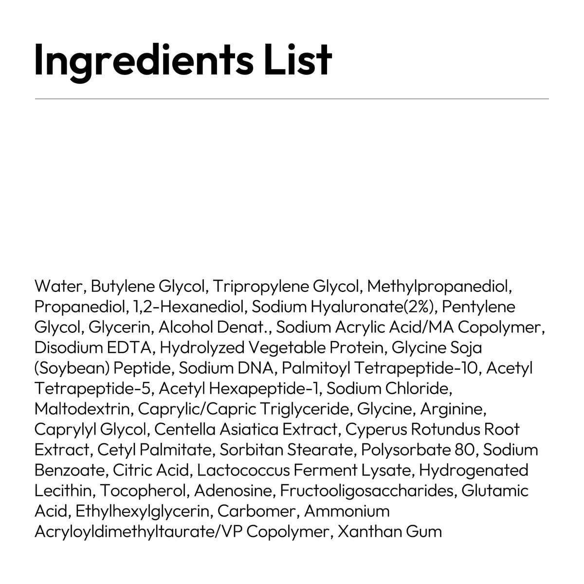 LAYERLAB ingredients flatlay featuring HA, PDRN, and peptides benefits