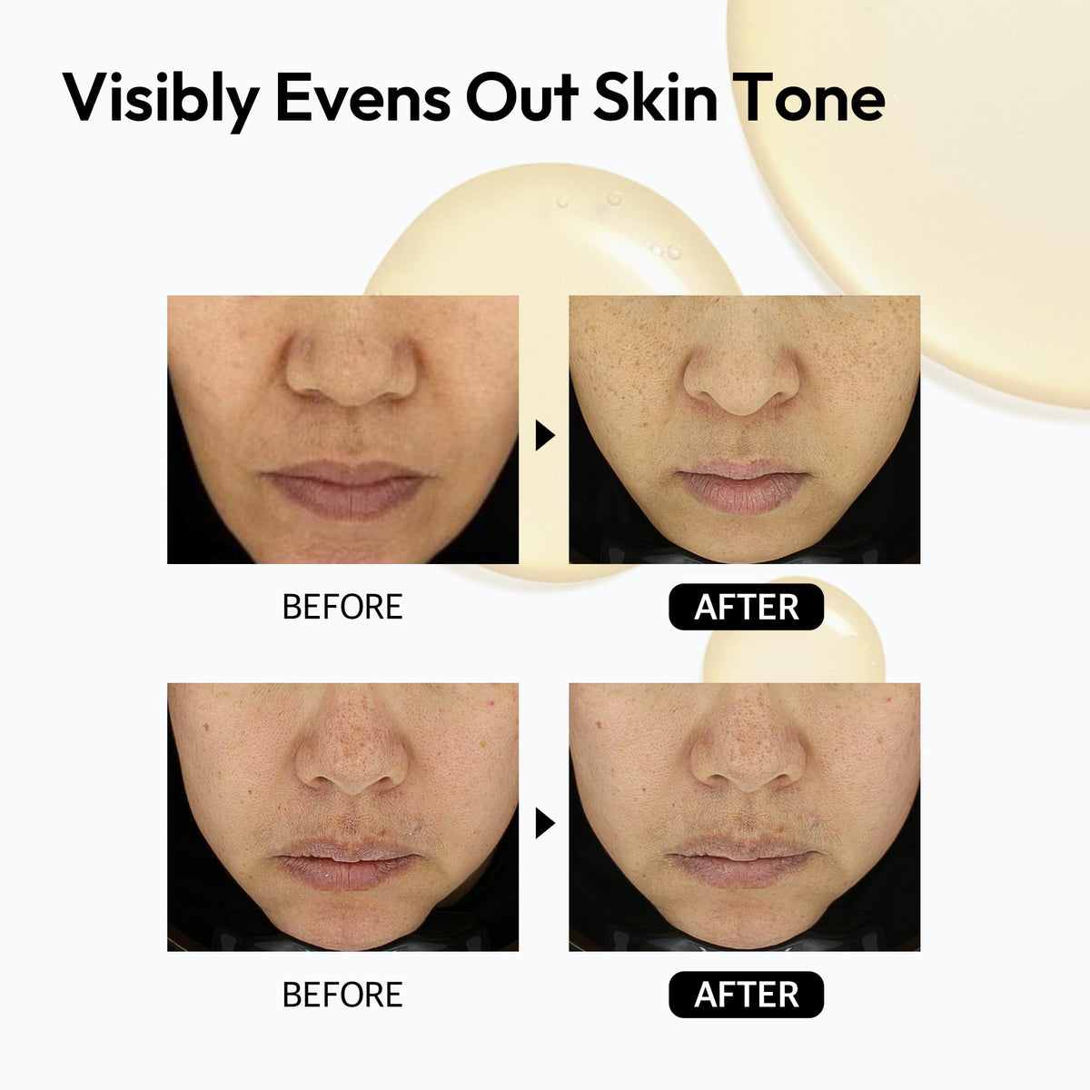 LAYERLAB applying serum to cheek demonstrating application and visible brightening benefit