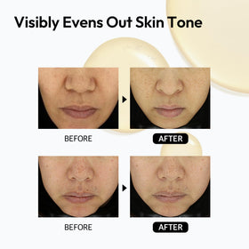 LAYERLAB applying serum to cheek demonstrating application and visible brightening benefit