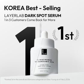 LAYERLAB serum beside moisturizer showing layering step for hydrated, even skin