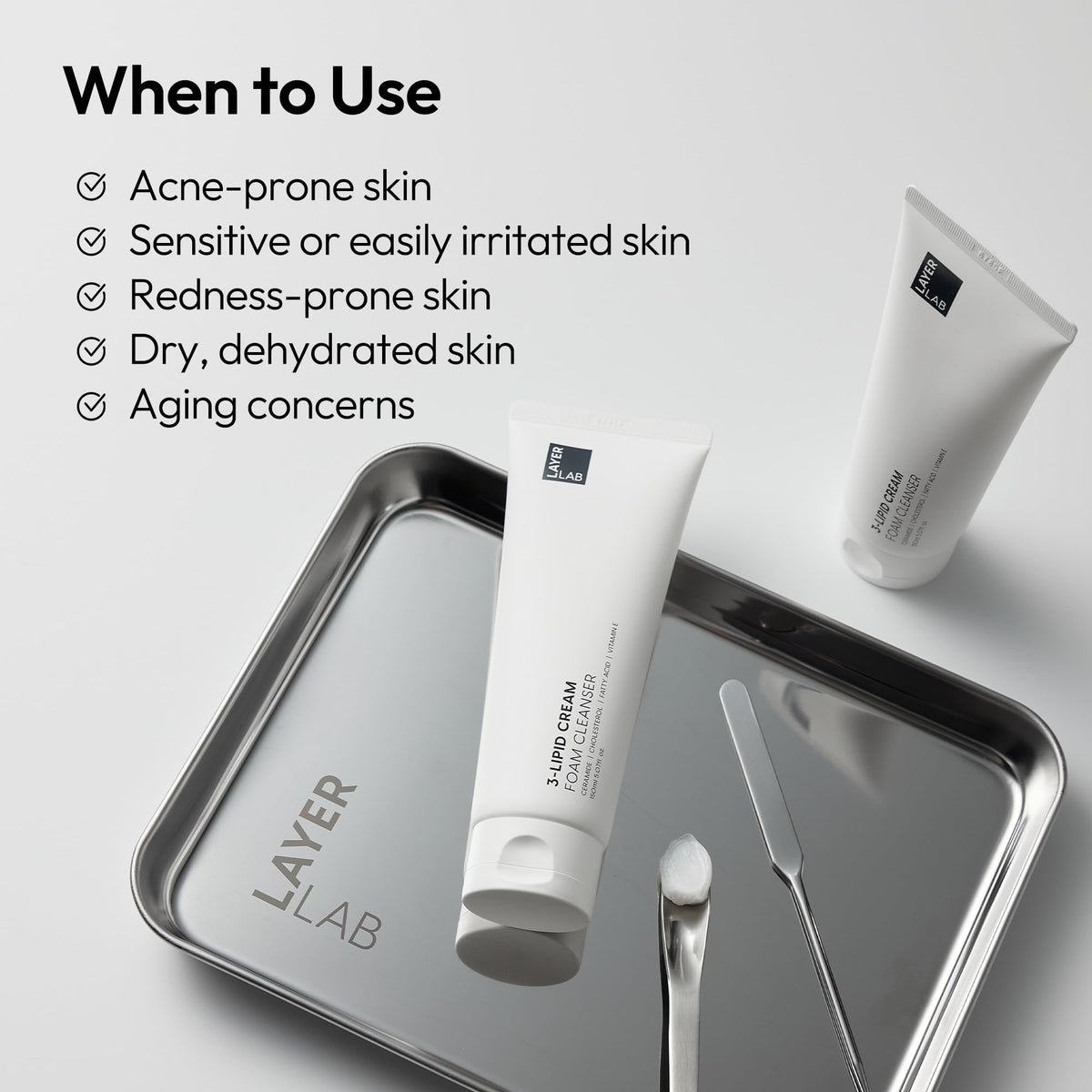 LAYERLAB 150ml bottle beside common items showing true size