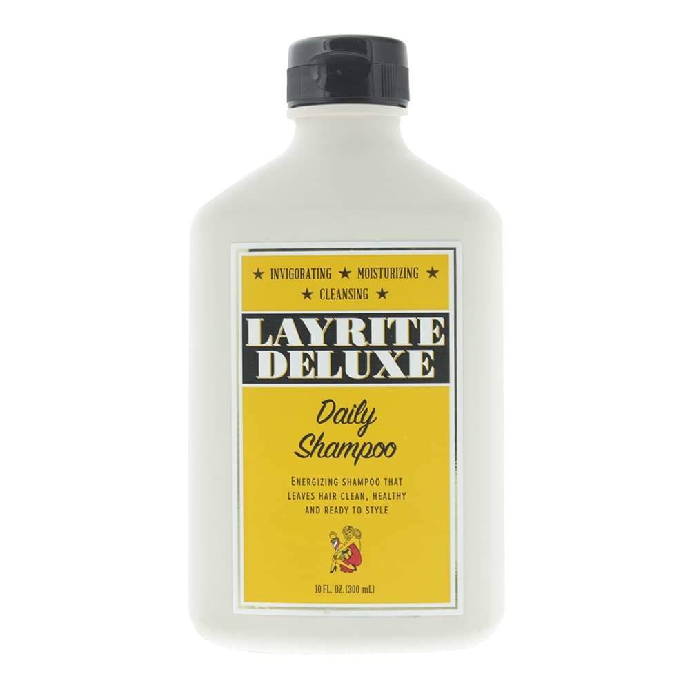 Layrite Daily Shampoo front bottle showing clean label and barber-formulated benefit