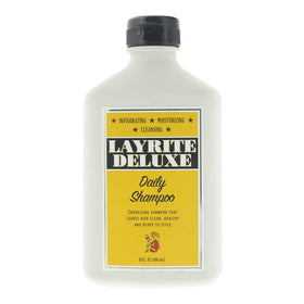 Layrite Daily Shampoo front bottle showing clean label and barber-formulated benefit