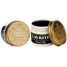 Layrite Deluxe Cement Clay styled hair lifestyle shot showing matte texture and natural volume