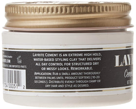 Layrite deluxe cement used by stylist styling hair demonstrating strong hold