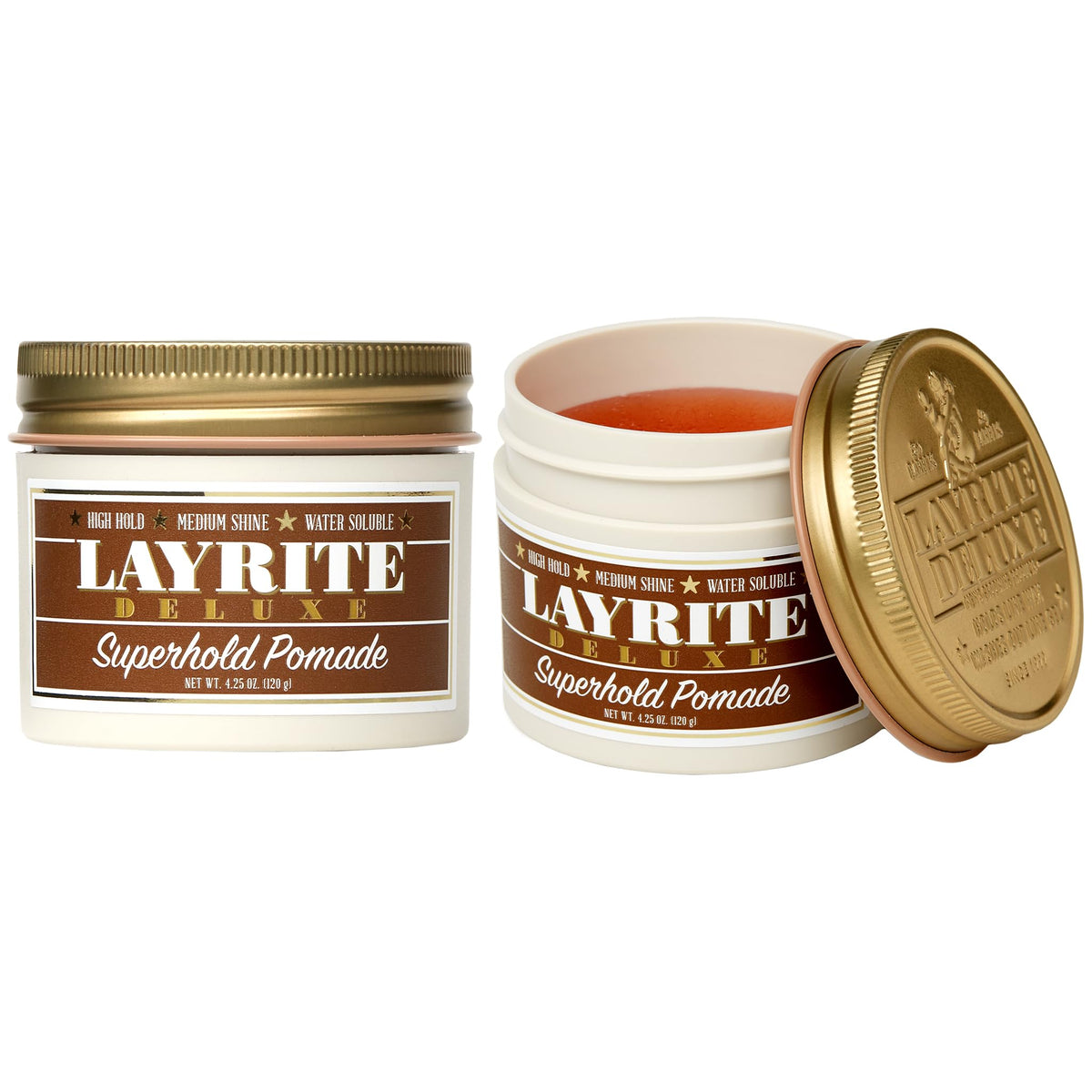 Layrite Deluxe Superhold applied in hair demonstrating strong control